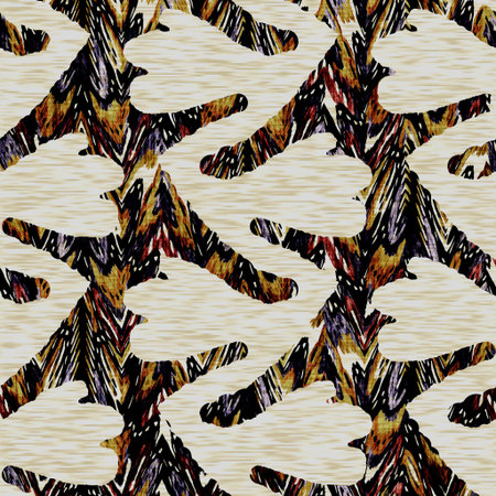 Seamless modern sepia camo print texture background. Worn mottled camouflage skin pattern textile...