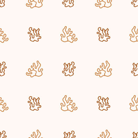 Seamless background coral mushroom gender neutral pattern. Whimsical minimal earthy 2 tone color. kids nursery wallpaper or boho cartoon fungi fashion all over print.のイラスト素材