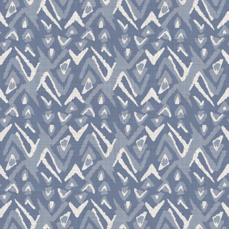 Seamless french farmhouse linen summer block print background. Provence blue gray linen rustic...