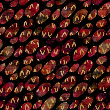Seamless dark spotted block print background. Boho ethnic soft furnishing fabric style. Tie dye...