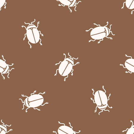 Seamless background bug insect gender neutral pattern. Whimsical minimal earthy 2 tone color. kids nursery wallpaper or boho cartoon insect beetle fashion all over print.のイラスト素材