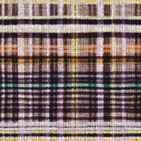 Variegated multicolor tapestry plaid woven texture. Space dyed watercolor effect knit check...