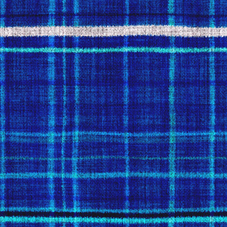 Variegated multicolor tapestry plaid woven texture. Space dyed watercolor effect knit check background. Fuzzy thin grungy textile material. Tufted boucle carpet rug fabric effect.の写真素材