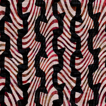Seamless dark chevron stripe block print background. Boho ethnic soft furnishing fabric style. Tie...