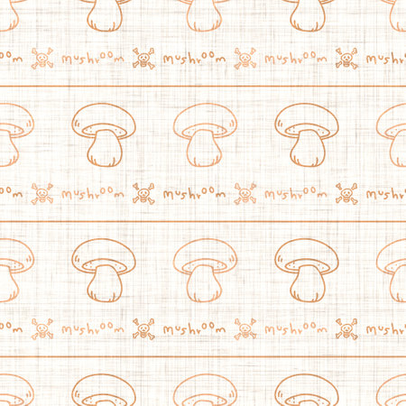 Seamless background cep mushroom gender neutral pattern. Whimsical minimal earthy 2 tone color. kids nursery wallpaper or boho cartoon fungi fashion all over print.の写真素材