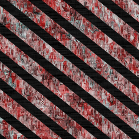 Marbled rustic blotch stripe woven pattern background. Worn blue red grunge abstract resist. Diagonal striped seamless tile material. Decorative digital faded distressed blur all over print.の写真素材