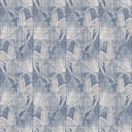 Seamless french farmhouse geo abstract linen printed fabric background. Provence blue gray pattern...
