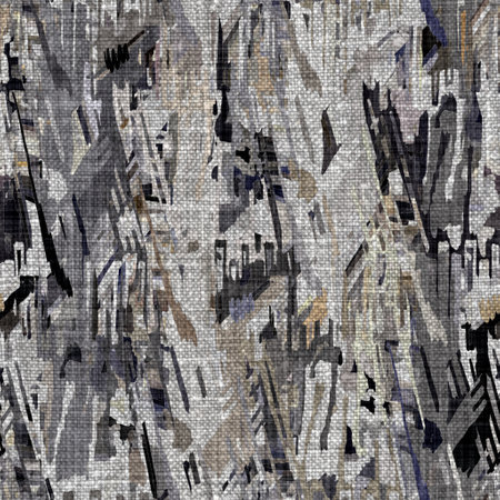 Rustic mottled charcoal grey french linen woven texture background. Worn neutral old vintage cloth printed fabric textile. Distressed all over print . Irregular uneven stained rough grunge effect.の写真素材