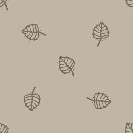 Handmade carved block forest leaf print seamless pattern. Rustic folk silhouette illustration background. Scandi or Insian style illustration. Ethnic textiles, primitive fashion all over design.のイラスト素材