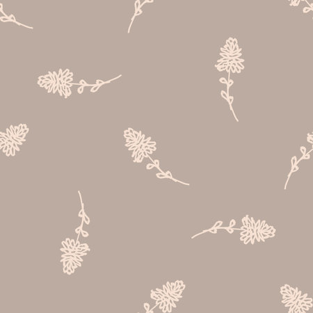 Seamless minimalist doodle flower pattern background. Calm two tone color wallpaper. Simple modern...