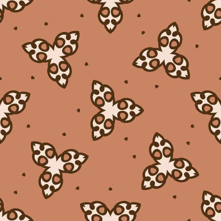 Seamless minimalist doodle flower pattern background. Calm two tone color wallpaper. Simple modern scandi unisex baby design. Organic childish gender neutral baby all over print. Hand drawn floral.のイラスト素材