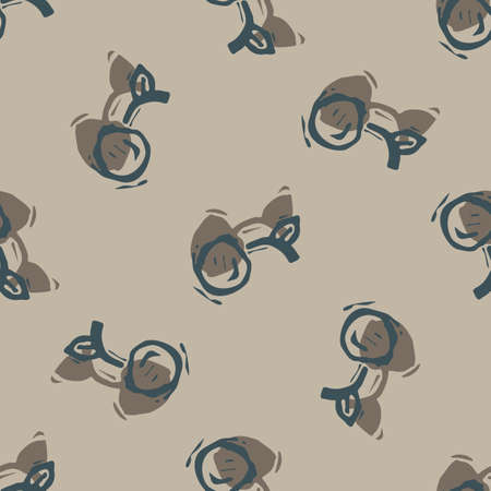 Handmade carved block print cherry seamless pattern. Rustic naive folk silhouette illustration background. Modern scandi style decorative. Ethnic textiles, primitive fashion all over design.のイラスト素材