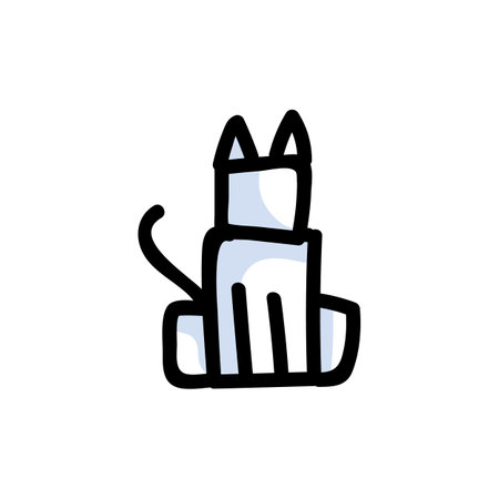Cute stick figure sitting cat lineart icon.   kitten pictogram for pet parlor. Communication of animal character illustration. Feline vector graphic.のイラスト素材