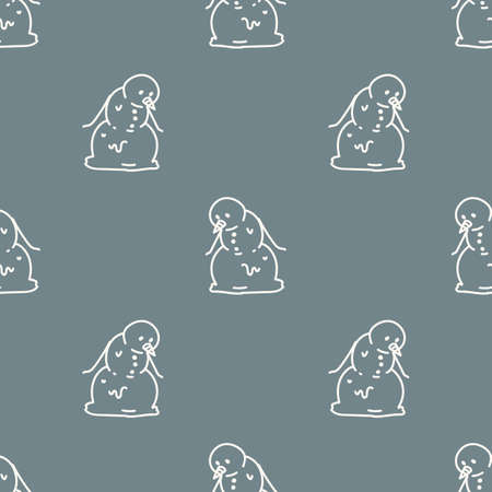 Seamless winter snowman background pattern. Simple gender neutral nursery festive scrapbook digital paper. Kids whimsical cute cartoon wallpaper all over print.のイラスト素材