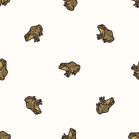 Seamless background frog gender neutral baby pattern. Simple whimsical minimal earthy 2 tone color. Kids nursery wallpaper or boho cartoon animal fashion all over print.のイラスト素材
