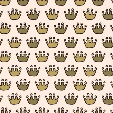 Seamless background herbivore dinosaur foot gender neutral baby pattern. Simple whimsical minimal earthy 2 tone color. Kids nursery wallpaper or boho cartoon animal fashion all over print.のイラスト素材