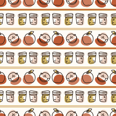 Seamless background apple fruit juice. Gender neutral kid food pattern. Simple whimsical minimal...