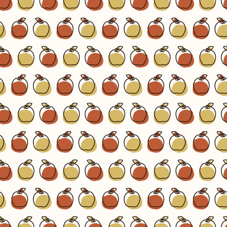 Seamless background fruit apple. Gender neutral kid food pattern. Simple whimsical minimal earthy 2...