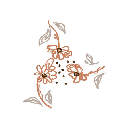 Naive carved doodle neutral flower motif icon. Cute rustic folk silhouette illustration clipart. Decorative hand carved lino unisex sticker. Isolated minimal gender neutral. Vector design elementのイラスト素材