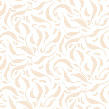 Seamless minimalist doodle leaf pattern background. Calm boho earthy tone color wallpaper. Simple modern scandi unisex flower design. Organic childish gender neutral baby all over print. Hand drawn.のイラスト素材