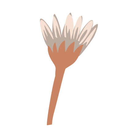 Naive carved doodle neutral flower motif icon. Cute rustic folk silhouette illustration clipart. Decorative hand carved lino unisex sticker. Isolated minimal gender neutral. Vector design elementのイラスト素材