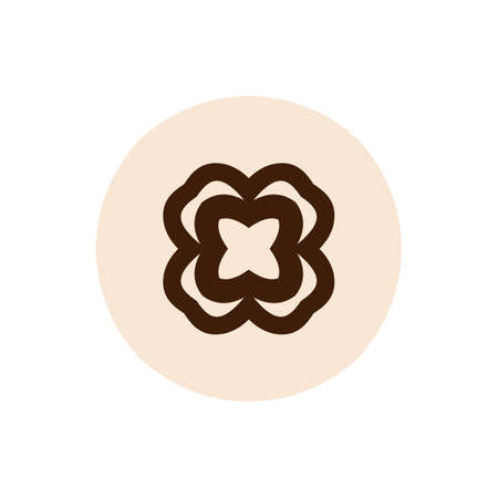 Naive carved doodle neutral foral motif icon. Cute rustic folk silhouette illustration clipart. Decorative hand carved lino unisex sticker. Isolated minimal gender neutral. Vector design elementのイラスト素材