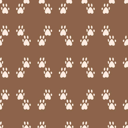 Seamless background paw print gender neutral pattern. Whimsical minimal earthy 2 tone color. kids nursery wallpaper or boho cartoon pet fashion all over print.のイラスト素材