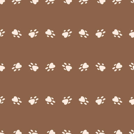 Seamless background paw print gender neutral pattern. Whimsical minimal earthy 2 tone color. kids nursery wallpaper or boho cartoon pet fashion all over print.のイラスト素材