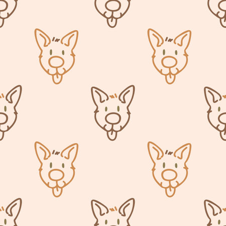 Seamless background pet dog gender neutral pattern. Whimsical minimal earthy 2 tone color. kids nursery wallpaper or boho cartoon pet fashion all over print.のイラスト素材