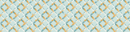 Summer tropical geometric seamless border pattern. Bright retro geo banner edge. Fun gender neutral gift wrap masking taper decor washi ribbon trim in vector.の写真素材