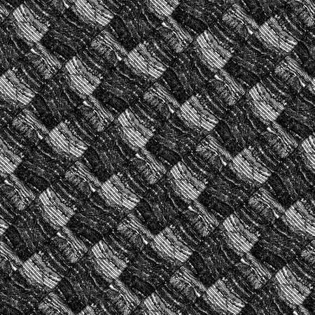 Seamless black white woven cloth geometric linen texture. Two tone monochrome pattern background. Modern textile weave effect. Masculine shape motif repeat jpg print.の写真素材