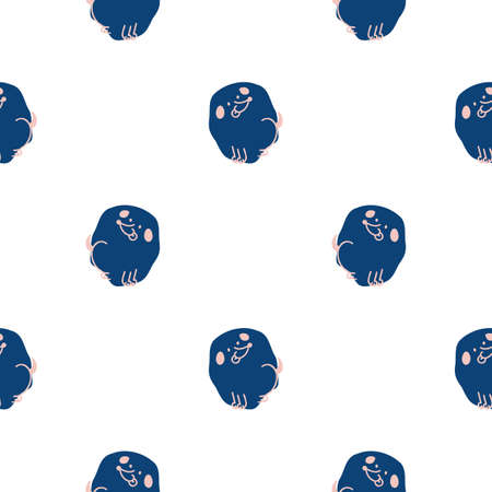 Seamless cartoon pet dog doodle pattern. Whimsical minimal 2 tone gender neutral color. Kids nursery wallpaper or whimsical character fashion all over print.のイラスト素材