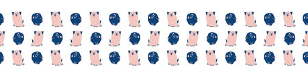 Seamless cartoon pet dog doodle border. Whimsical minimal 2 tone gender neutral color. Kids nursery...
