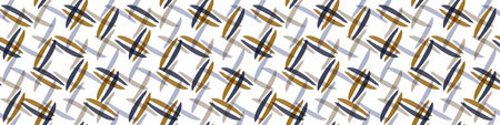 Masculine check kid seamless border pattern. Classic retro criss cross design for digital masking...
