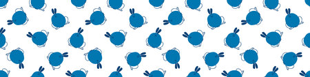 Seamless cartoon pet bunny doodle border. Whimsical minimal 2 tone gender neutral color. Kids...