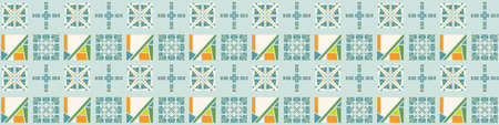 Summer tropical geometric seamless border pattern. Bright retro geo banner edge. Fun gender neutral...