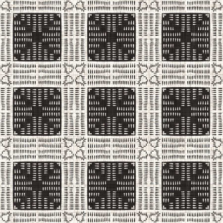 Seamless black white woven cloth geometric linen texture. Two tone monochrome pattern background....