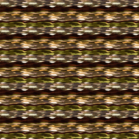 Mid century modern stripe fabric 1960s style pattern. Seamless graphic broken line repeat texture. Decorative nature patterned camouflage effect. Printed cotton for soft furnishing and fashion print.の写真素材