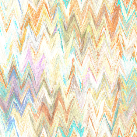 Seamless abstract painted brushed chevron texture. Rainbow bright material pattern background. Boho summer vibrant painted ikat effect textile print.の写真素材