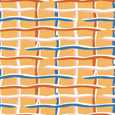 Abstract playful matisse style cut out shape pattern. Seamless modern simple collage style design for retro kids all over print. Trendy geometric home decor, kid fashion, wallpaper in vector repeat.のイラスト素材