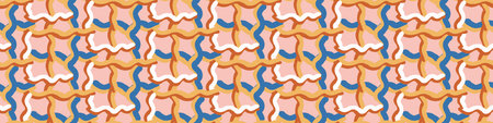 Playful matisse style cut out shape border. Seamless modern scandi collage style edging for retro...