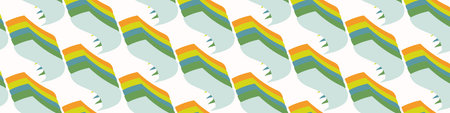 Summer tropical geometric seamless border pattern. Bright retro geo banner edge. Fun gender neutral...