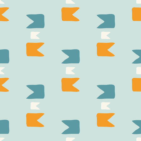 Summer tropical geometric seamless pattern. Bright retro geo shape for digital scrapbook paper and repeat kid design. Fun masculine shirt textile swatch in vector.のイラスト素材