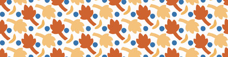 Abstract playful matisse style cut out flower border. Seamless modern scandi collage style edging...