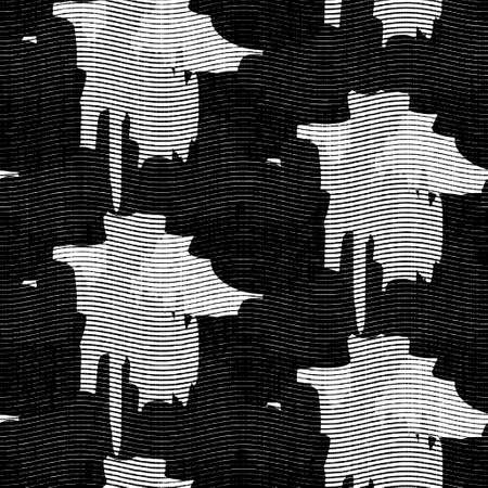 Seamless geometric black white woven herringbone style texture. Two tone 50s monochrome pattern. Modern textile weave effect. Masculine broken line repeat jpg print.の写真素材