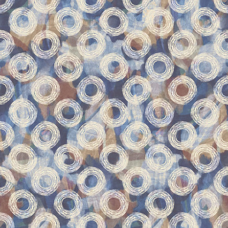 Rustic french grey circle printed fabric. Seamless european style soft furnishing textile pattern....