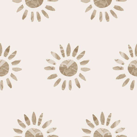 Sepia brown marble floral seamless pattern. Subtle 2 tone flower bloom in simple textured matisse paper cut style. All over decorative print. Minimal beige ecru paper jpg swatch tile.の写真素材