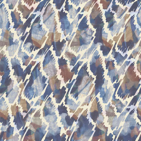 Rustic french grey mottled printed fabric. Seamless european style soft furnishing textile pattern. Batik allover digital irregular print effect. Variegated blue decor cloth. High quality raster jpgの写真素材