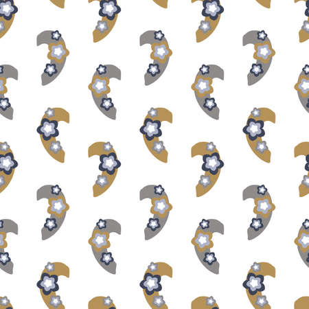 Abstract masculine style cut out shape pattern. Seamless modern simple collage style design for retro kids all over print. Trendy geometric home decor, kid fashion, wallpaper in vector repeat.のイラスト素材