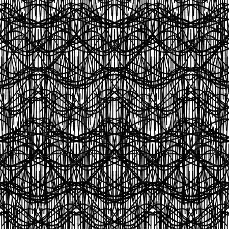 Seamless black white woven cloth geometric linen texture. Two tone monochrome pattern background....